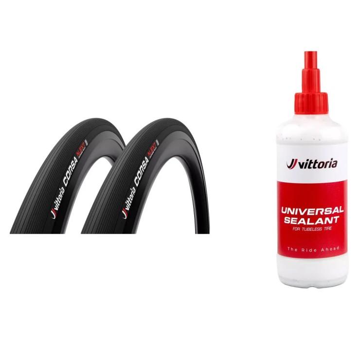 Vittoria Cubierta de carretera 2x Corsa N.Ext Tubeless 700C x 28 80ml